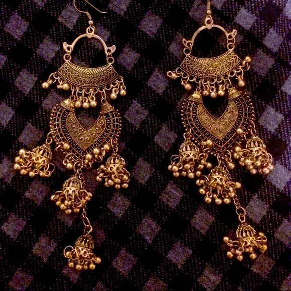 Indian oxidized gold earrings. - Picture 1 of 1
